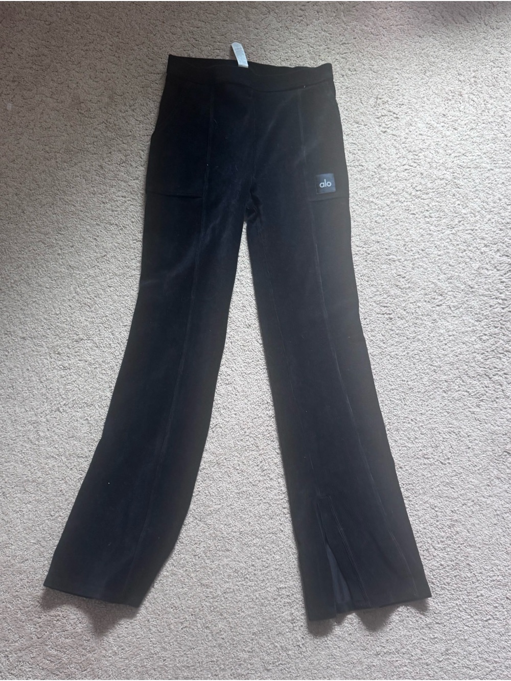 ALO Yoga Kids Black Flare Sweatpants with Patch Pocket